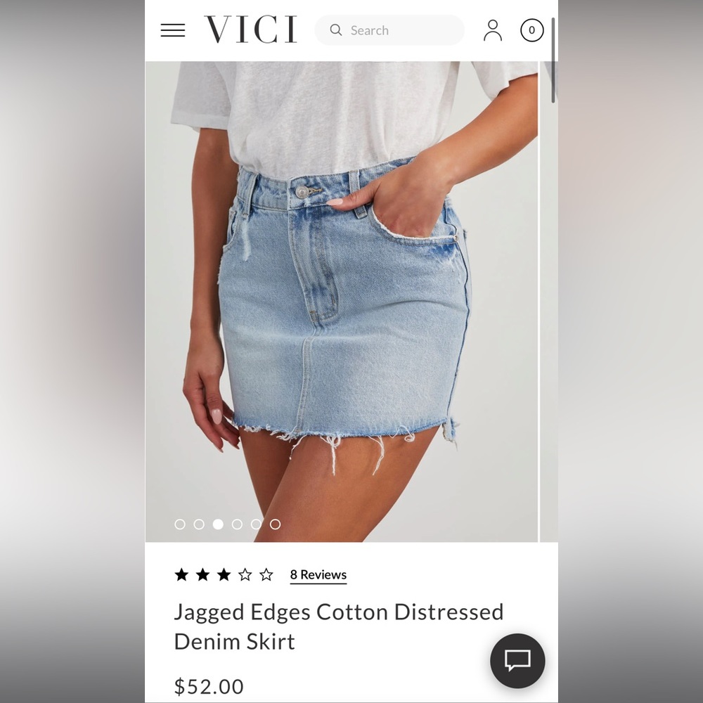 Brand new VICI jagged edges cotton distressed denim skirt - size xs